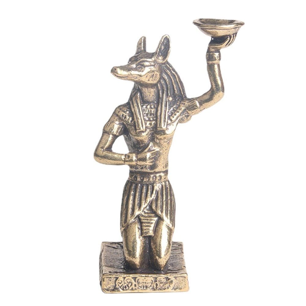 Estatueta de estátua de latão antigo Anubis 62 mm Deus egípcio