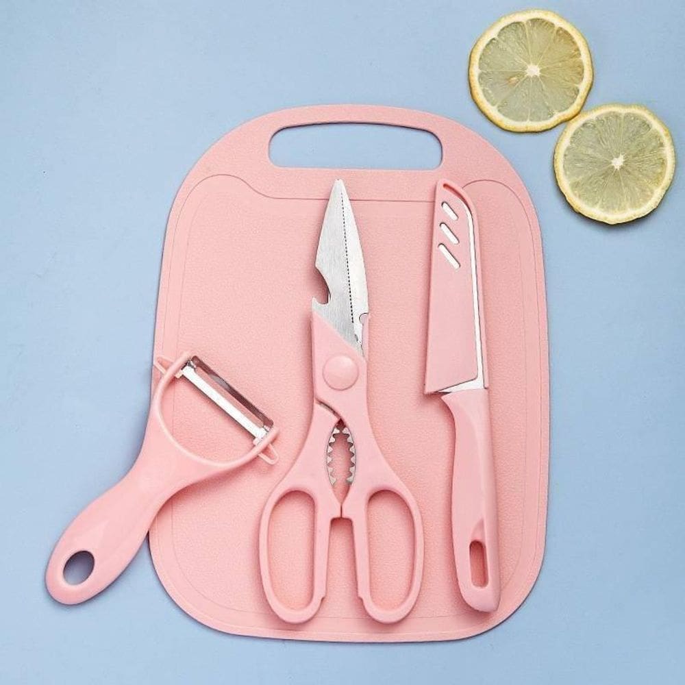 Conjunto 4 Peças De Utensílios De Cozinha - Rosa