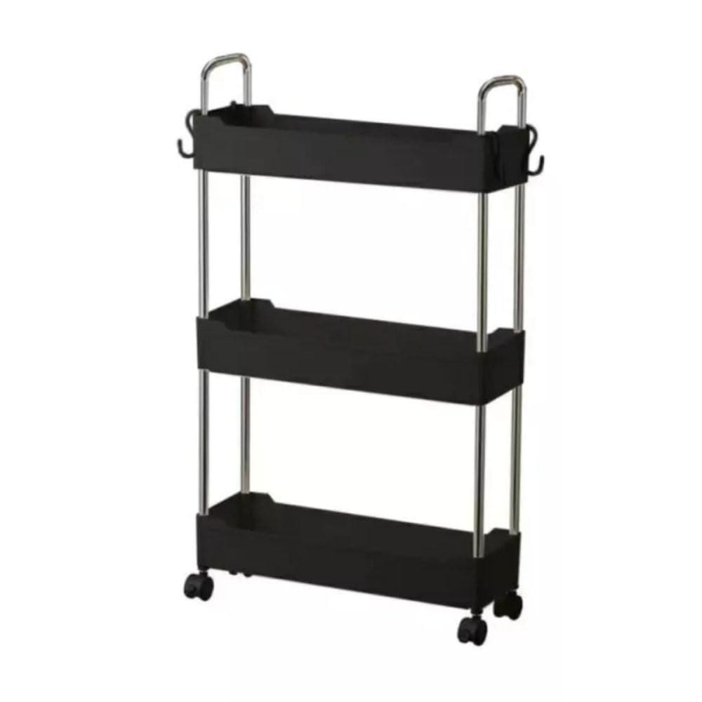 Prateleira Multiuso 3 Andares Com Rodinha Preta