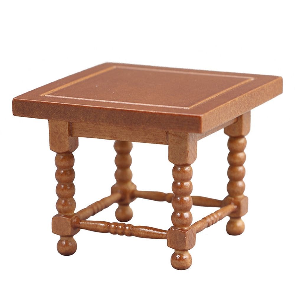 Mobiliário de casa de bonecas em miniatura Mesa lateral quadrada de madeira 1:12