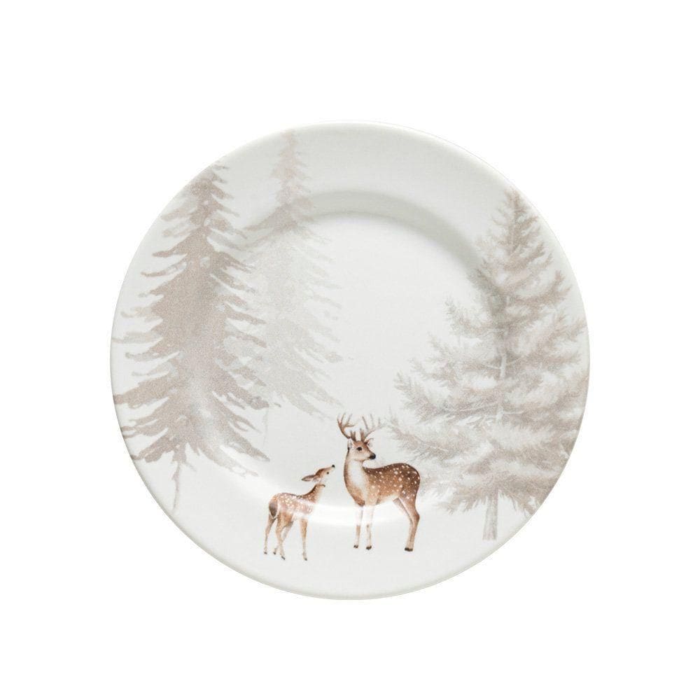 Prato De Sobremesa Copa E Cia Aquarelle Natal Em Cerâmica Rena Duo