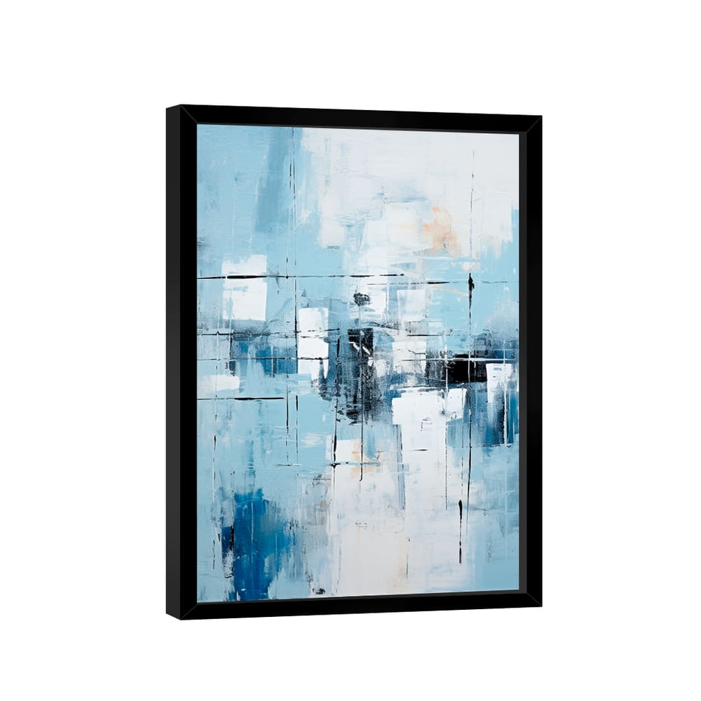 Quadro Decorativo Abstrato Tons Azul Cinza