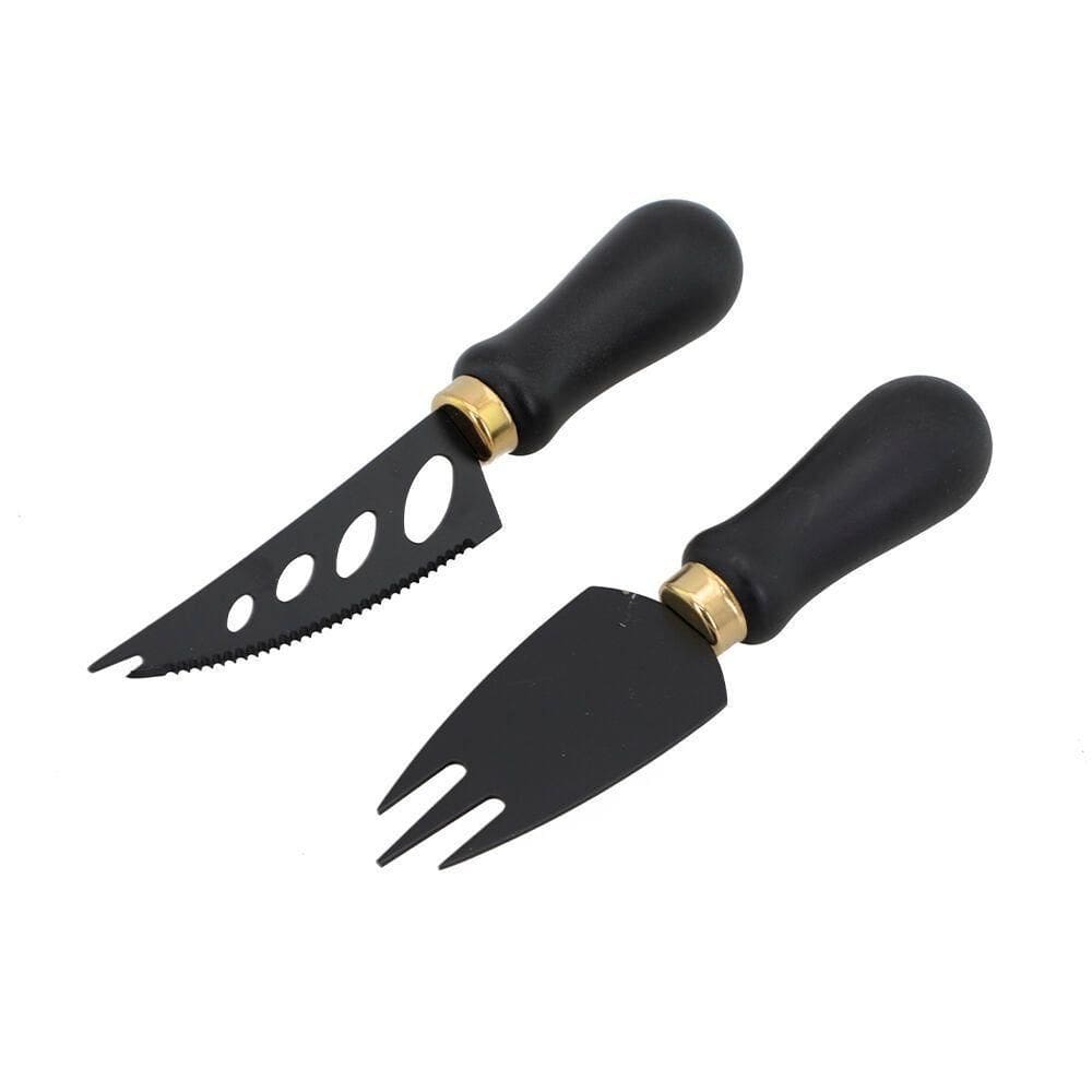 Conjunto Premium De Cortar Queijo E Frios Em Aço Inoxidável - 2 Peças Elegantes