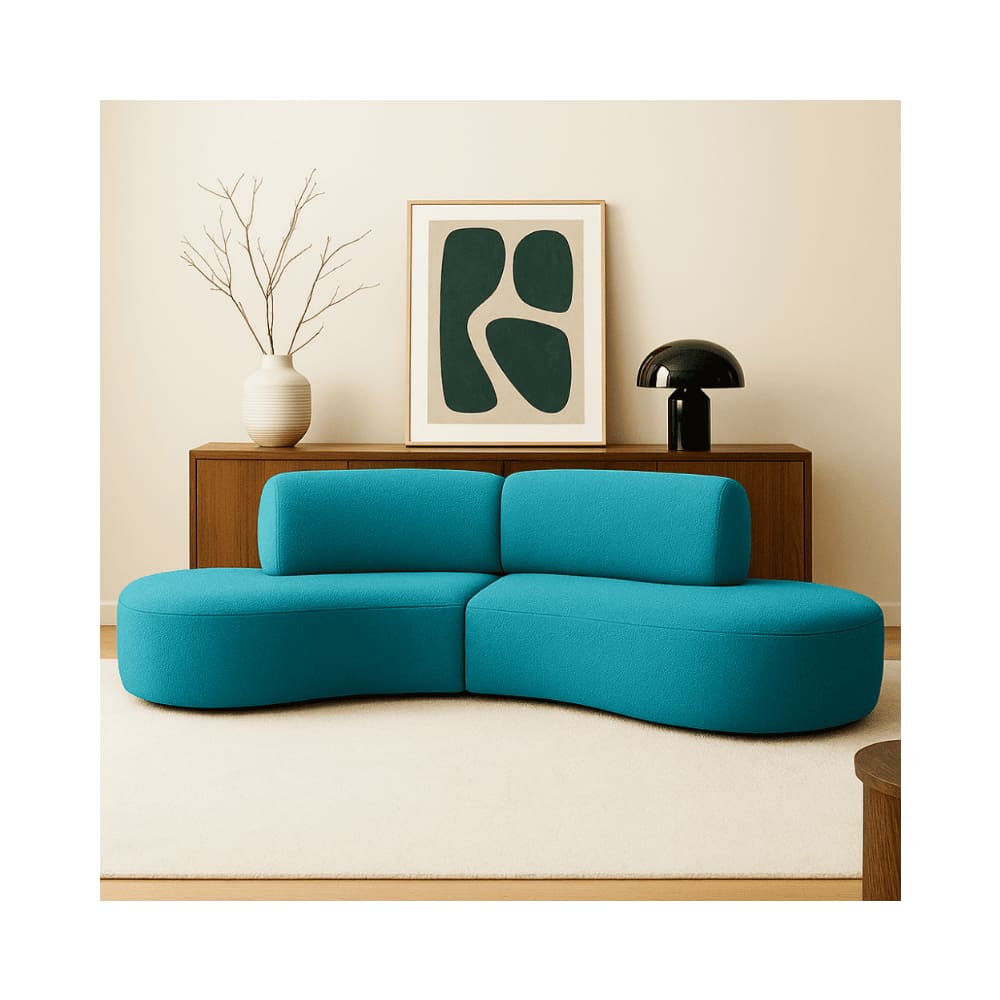 Sofá Orgânico Módulo Curvo Savana Boucle Azul Turquesa - Montanari`s Decor