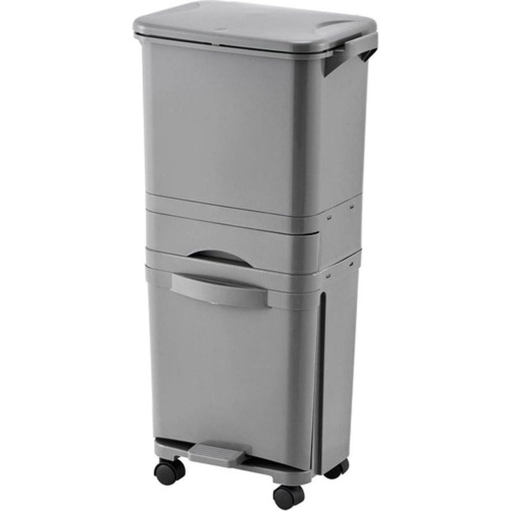 Lixeira Cinza Com 3 Compartimentos Kleine Wolke 45 Litros