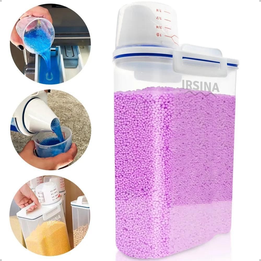 Pote Hermético 2 Litros Copo Dosador Porta Sabão Pó Liquido