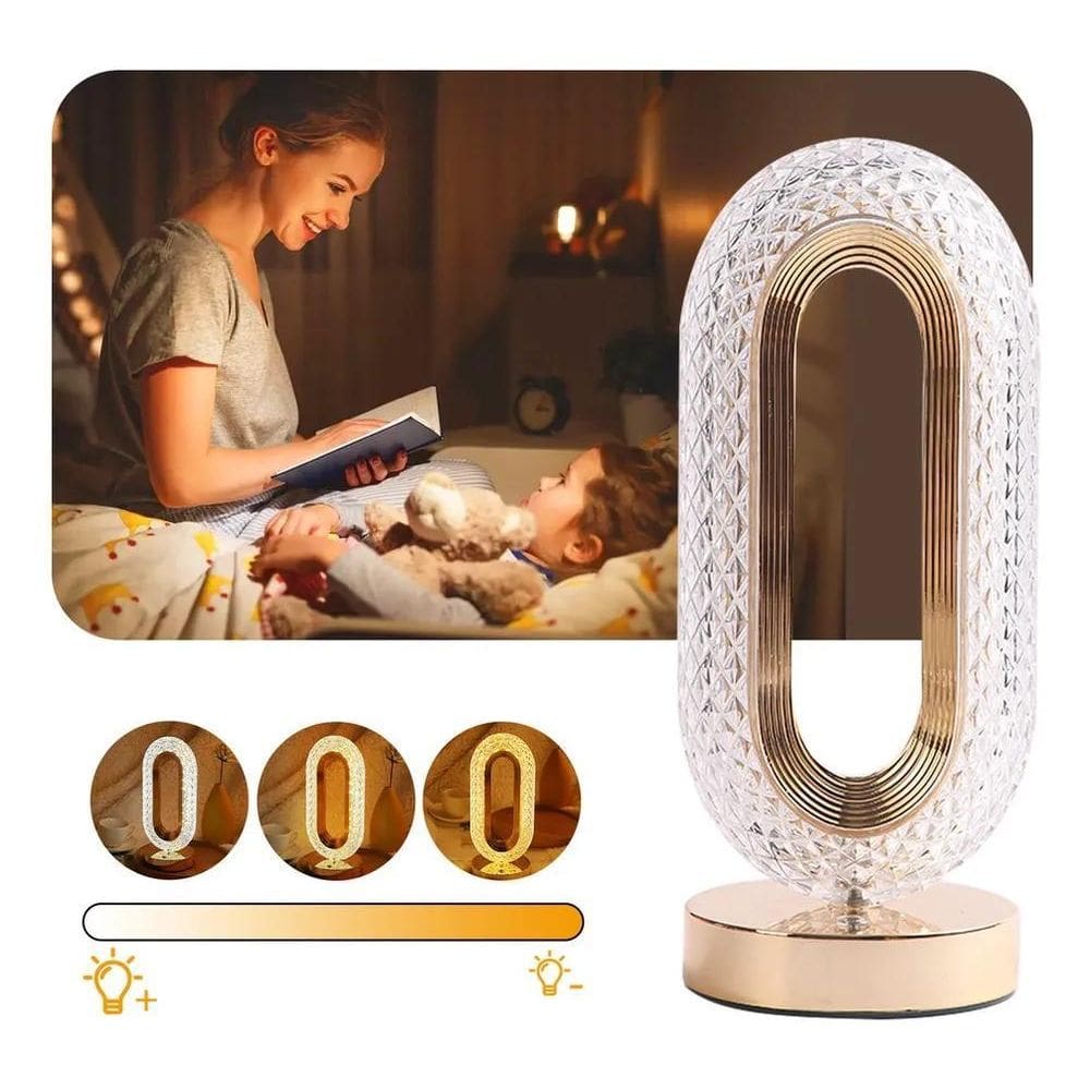 Luminária Abajur Mesa Retro Led Cristal Touch 3 Niveis