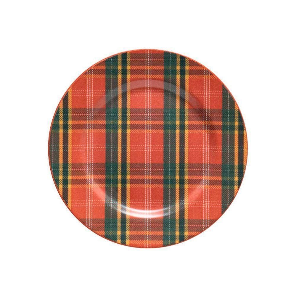 Prato De Sobremesa Copa E Cia Aquarelle Natal Em Cerâmica Xadrez