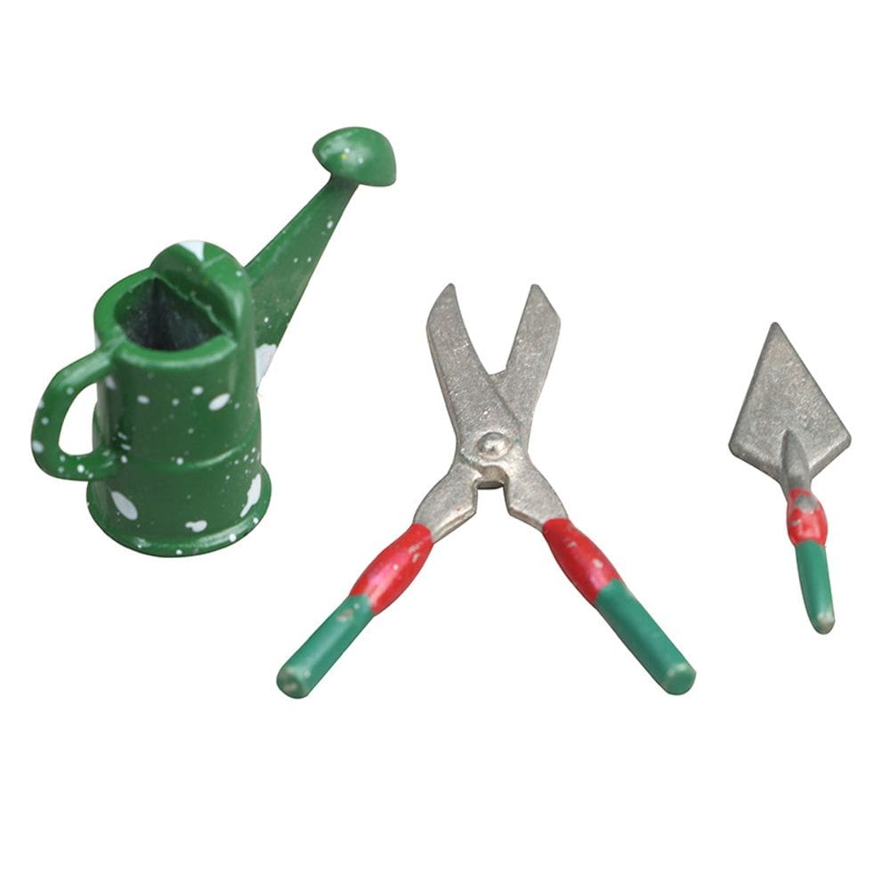 Conjunto de ferramentas de jardim em miniatura em escala 1:12 para casa de bonecas