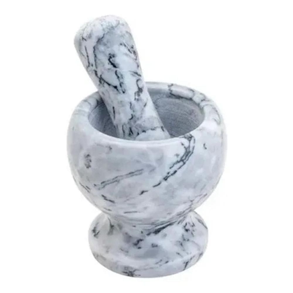 3X Pilao Pedra Marmore Socador Alho Macerar Tempero 13Cm