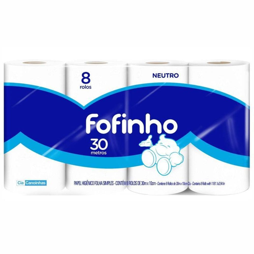 Papel Higiênico Fofinho Neutro 30Mts Com 8 Rolos