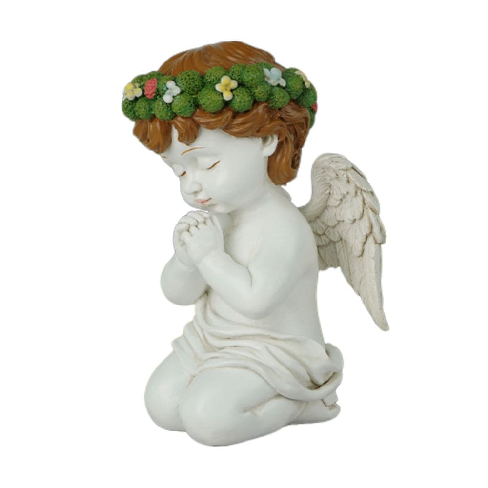 Estatueta de resina de anjo orando, menino ajoelhado, 19 cm