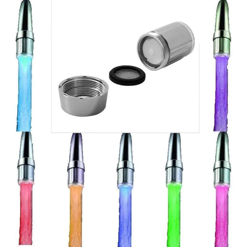 2X Aerador Bico Luminoso Led Rgb 7 Cores Para Torneira Água