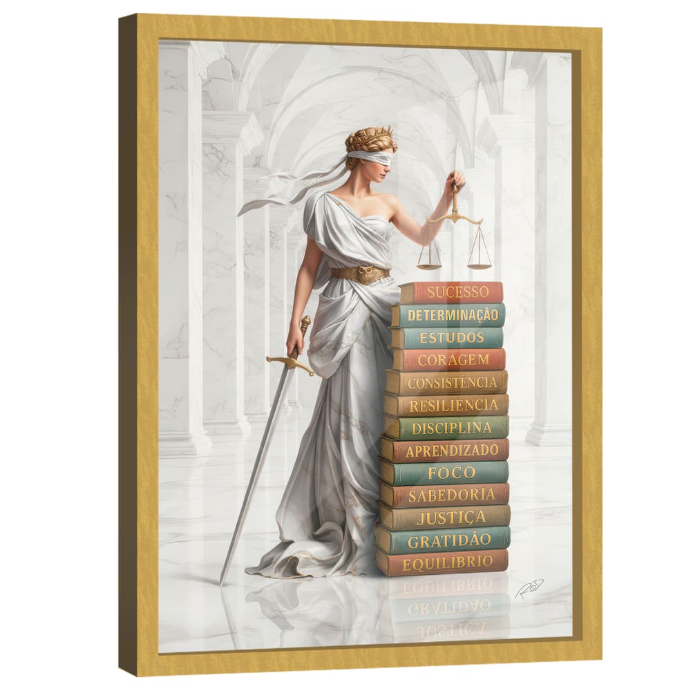 Quadro Decorativo Deusa da Justiça Livros