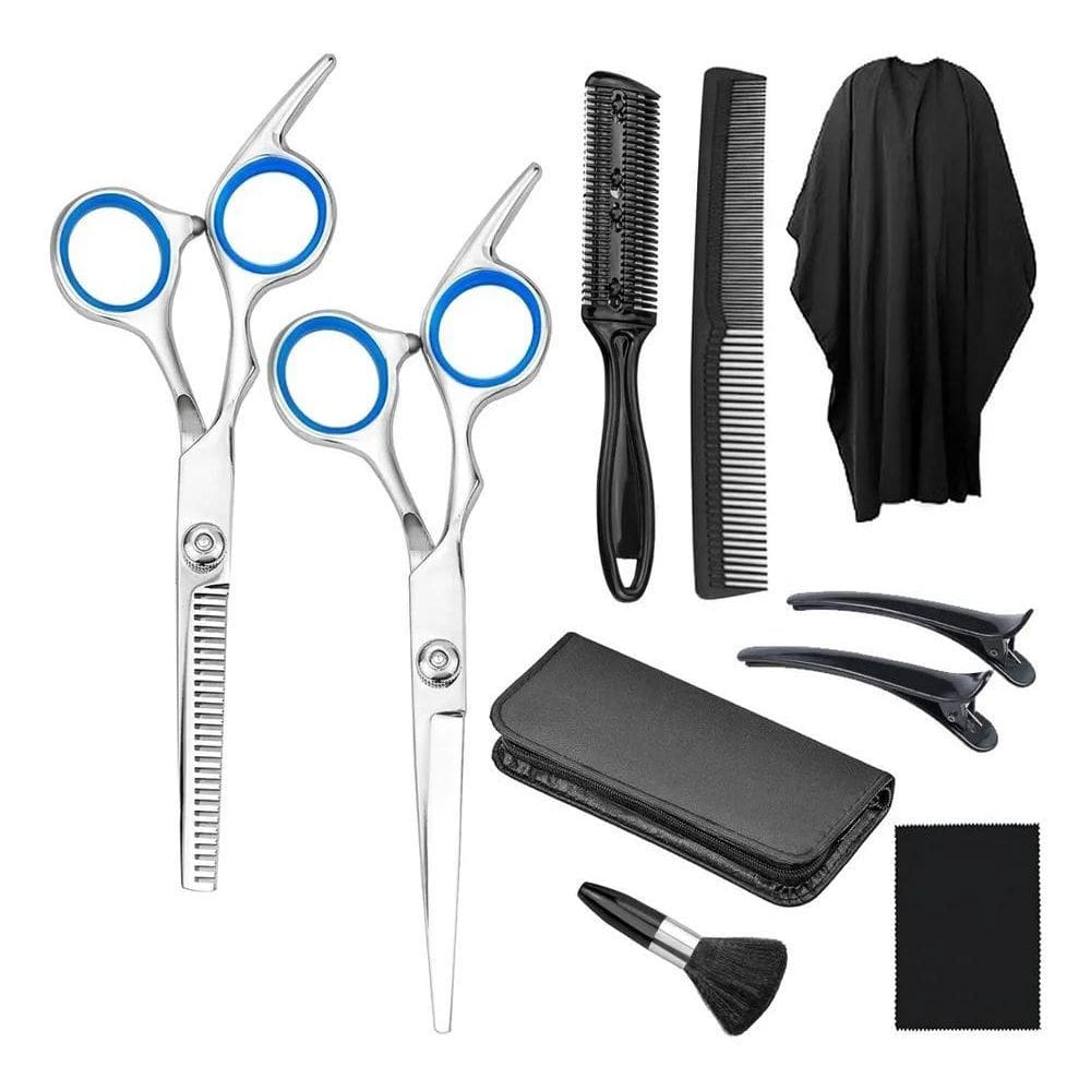 2X Kit 2 Tesouras Profissionais Navalha Cabeleireiro Barbeir