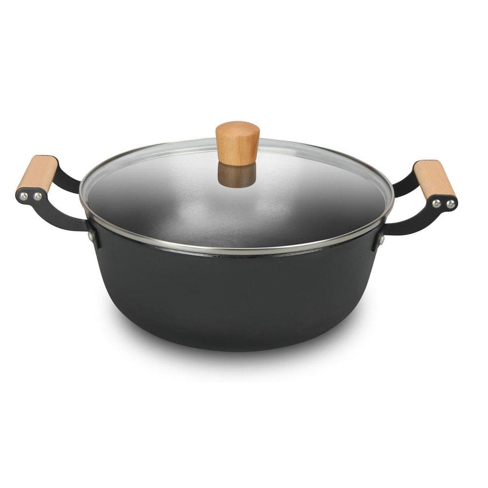 Caçarola Ferro Fundido Leve Tampa Em Vidro 24Cm Mta 4,0L