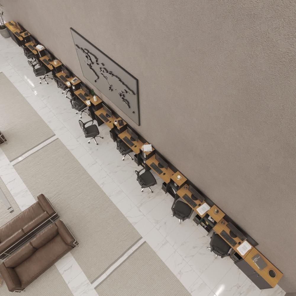 Conjunto De Escritório Tech 9 Livreiro 2 Buffet E 10 Mesas 9 - Preto E Cedro Preto E Cedro