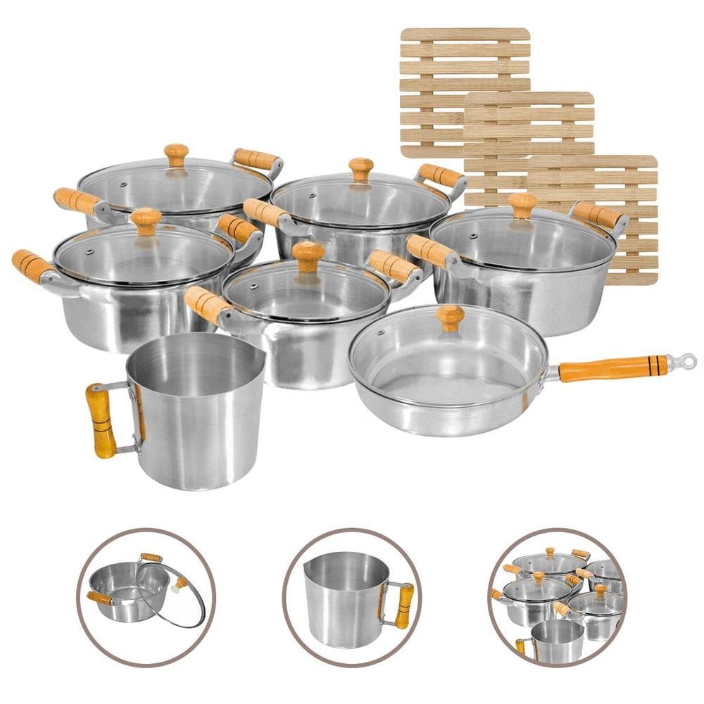 Jogo De Panelas 10 Pç Alumínio Fundido Grosso Batido Polido