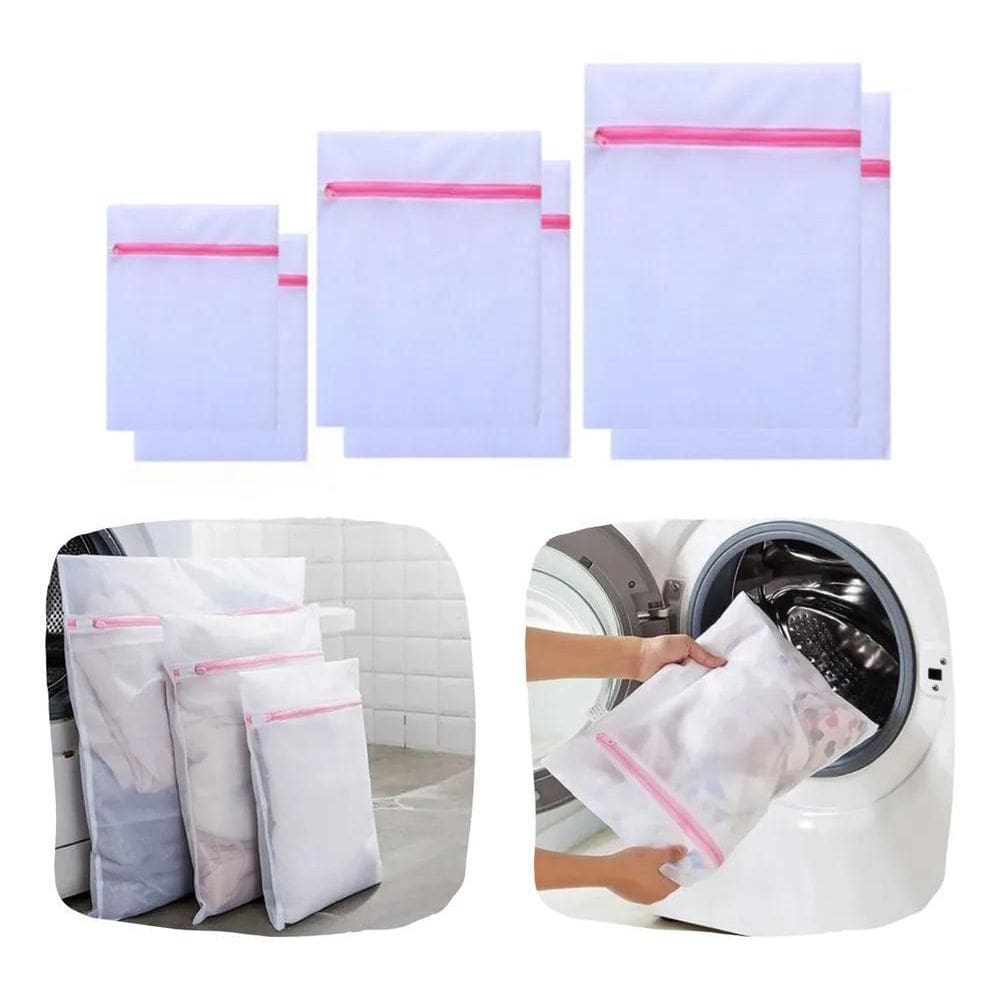 2X Kit 6 Saquinhos Lavar Roupa Intimas Delicada Com Ziper