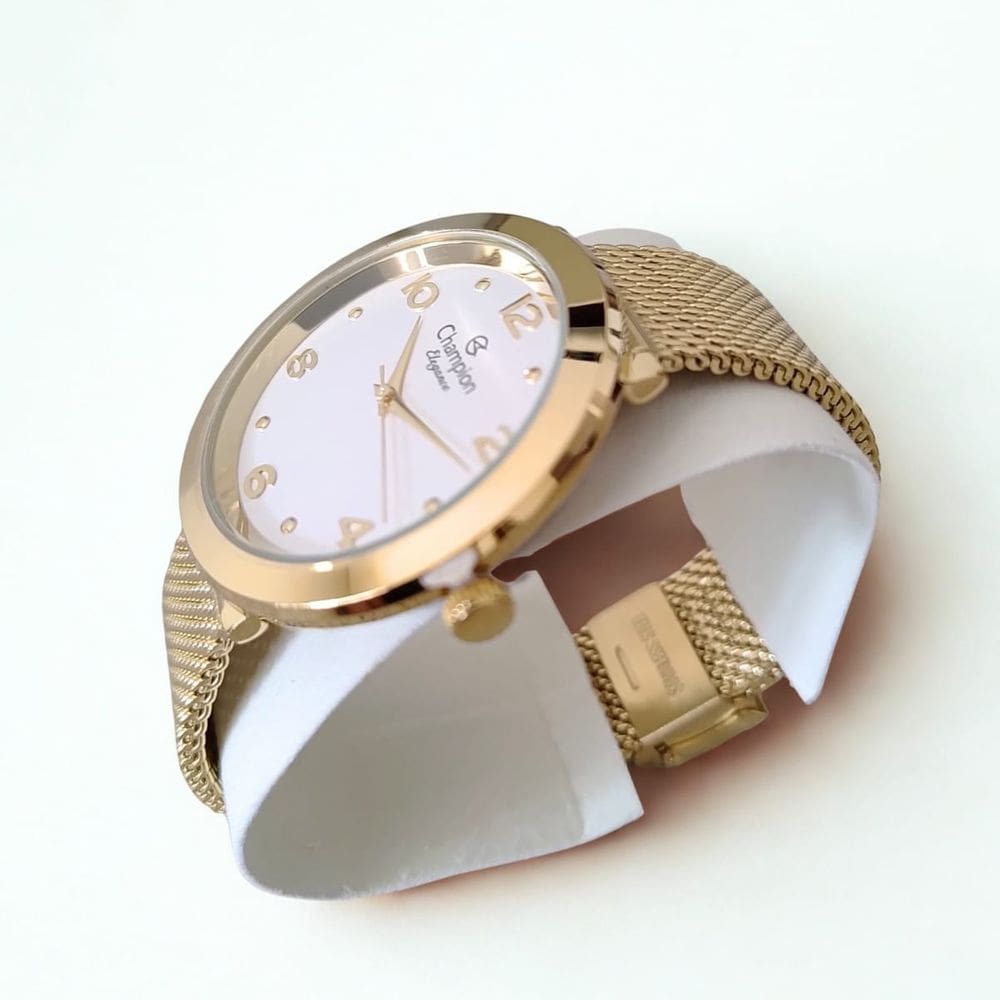 Relógio feminino dourado 42mm CN24511H Champion