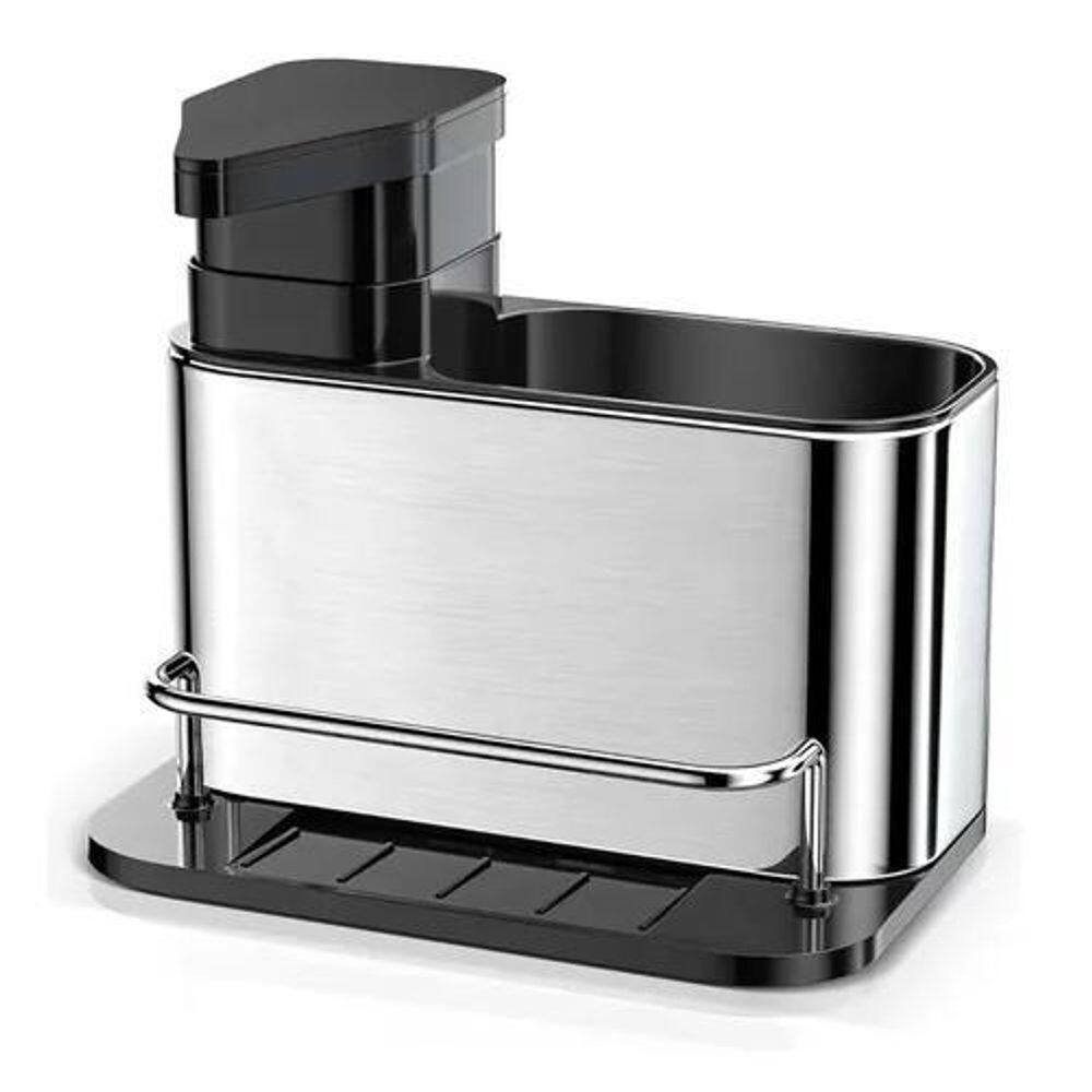 Dispenser Inox Porta Detergente Sabão Liquido Esponja Bucha