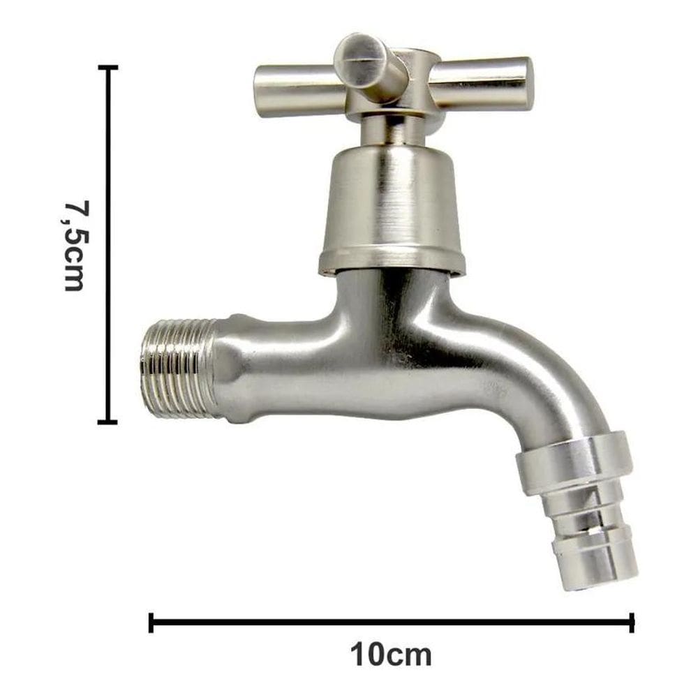 3X Torneira Tanque Jardim Lavanderia Aço Inox Escovado 1/4