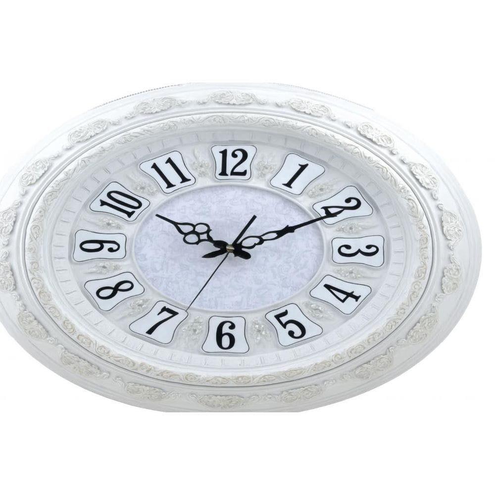 Relogio Parede Borda Trabalhada Branco 50.8X50.8Cm Arabico