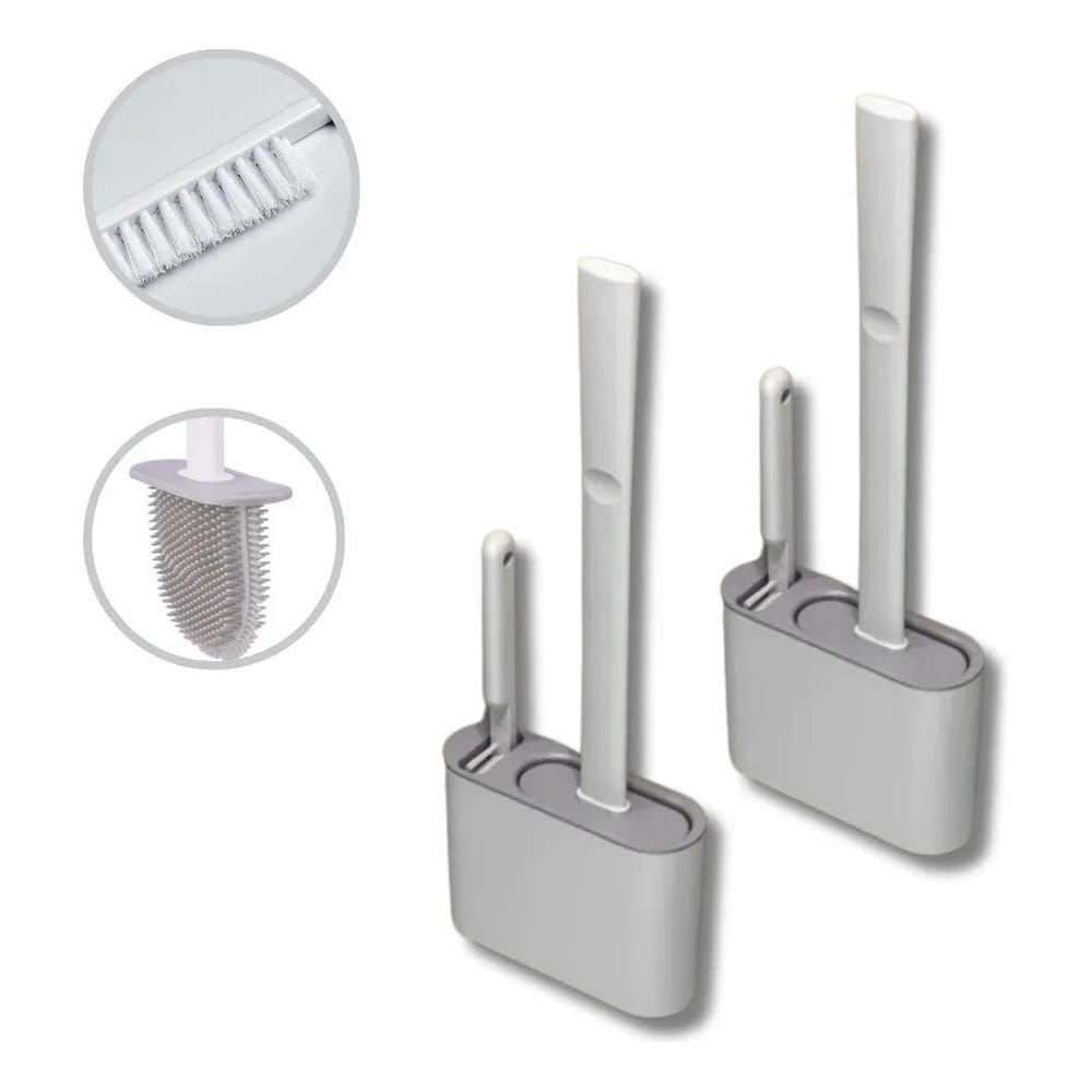 Kit 2 Escova De Banheiro Silicone Dupla Sanitaria Dualhome