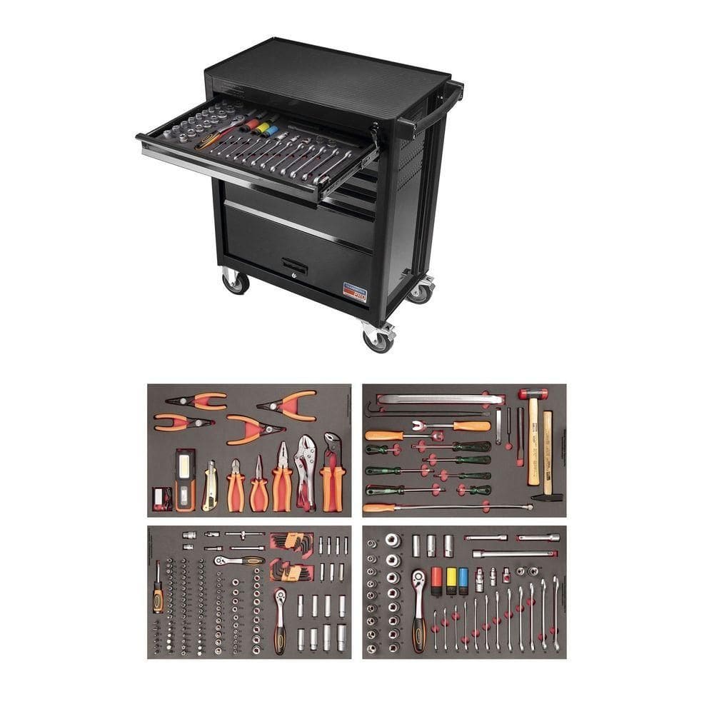 Carro Com Ferramentas 5 Gavetas E 1 Porta Com 204 Peças Tramontina Pro Tramontina