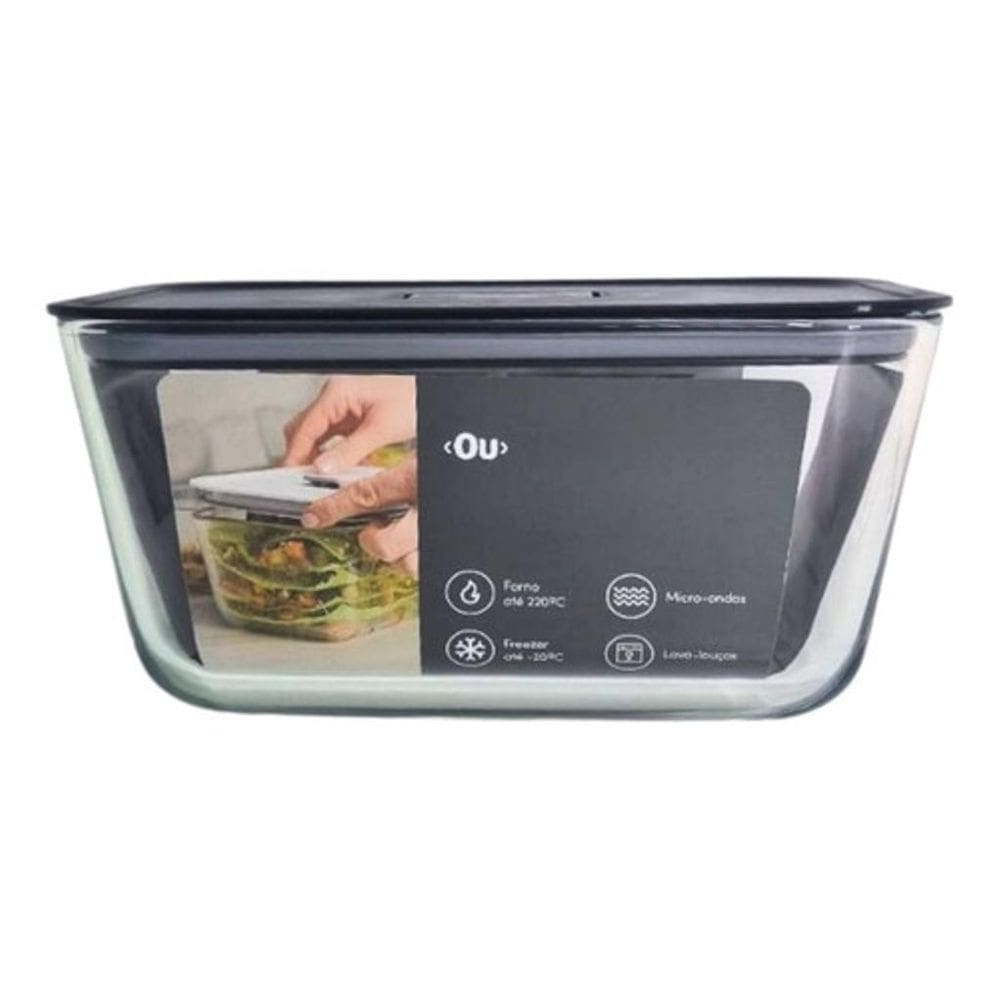 Pote Vidro Assadeira Refratário C/Tampa 2,4L Forno Geladeira