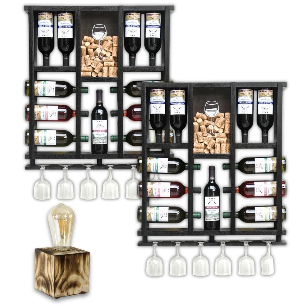 Kit 2 Adegas Nogueira Delenha Decor + Luminária