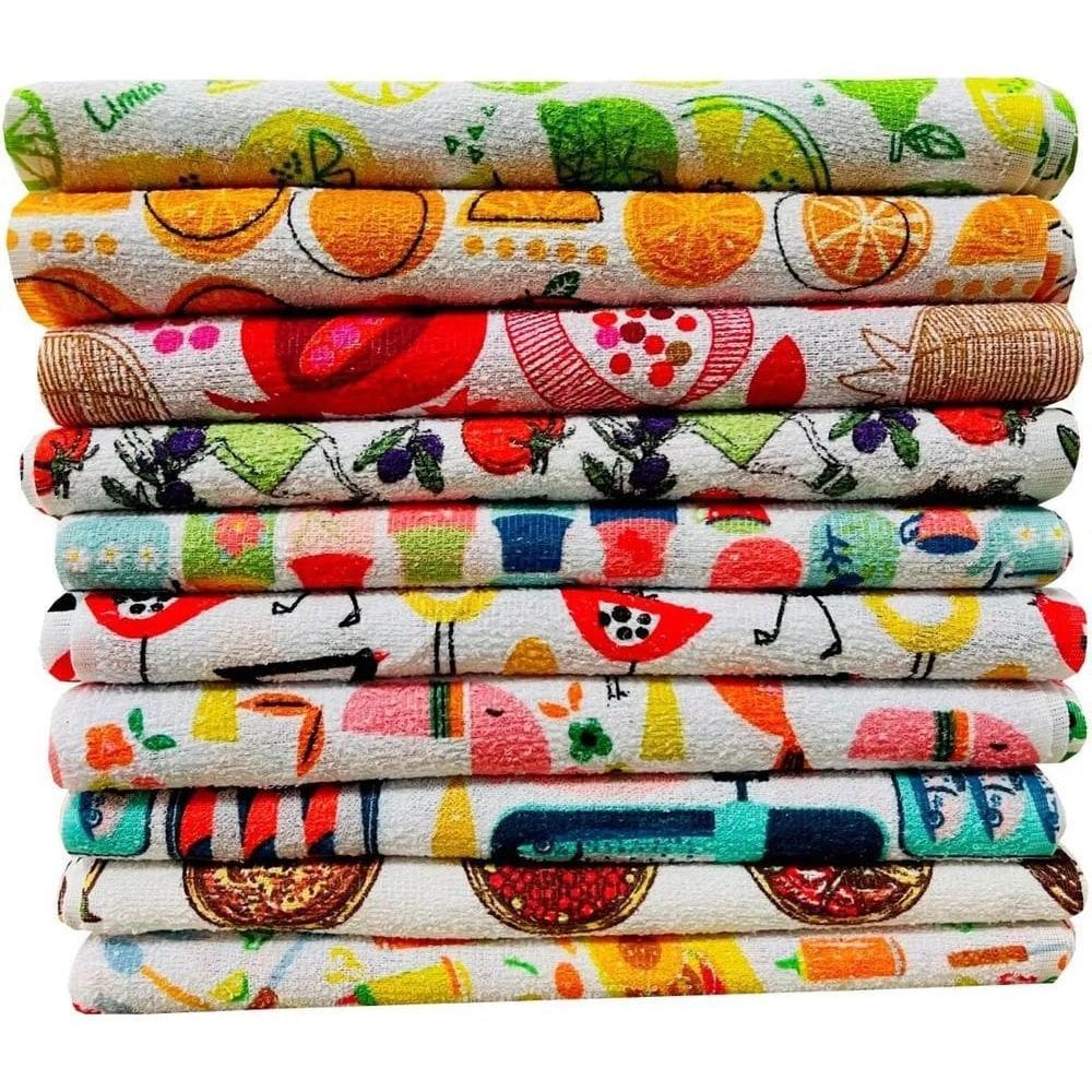 2X Kit 10 Panos De Prato Copa Atoalhado Estampa