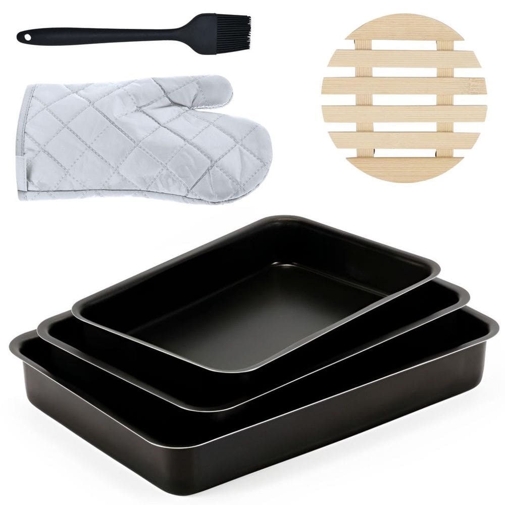 Assadeira 3 Pçs + Descanso Panela + Luva + Pincel + Espátula