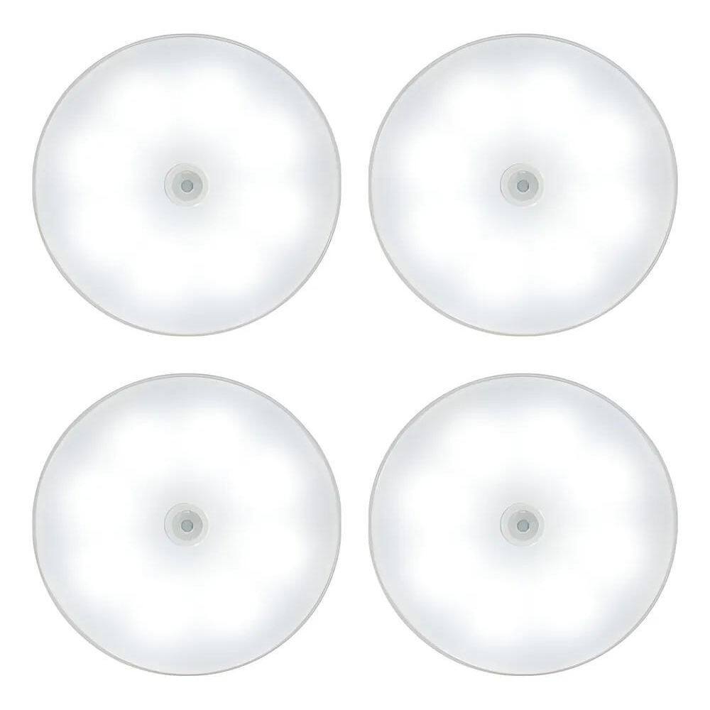 3X Kit4 Luminária Led Sensor Redonda Branca Usb Genérica