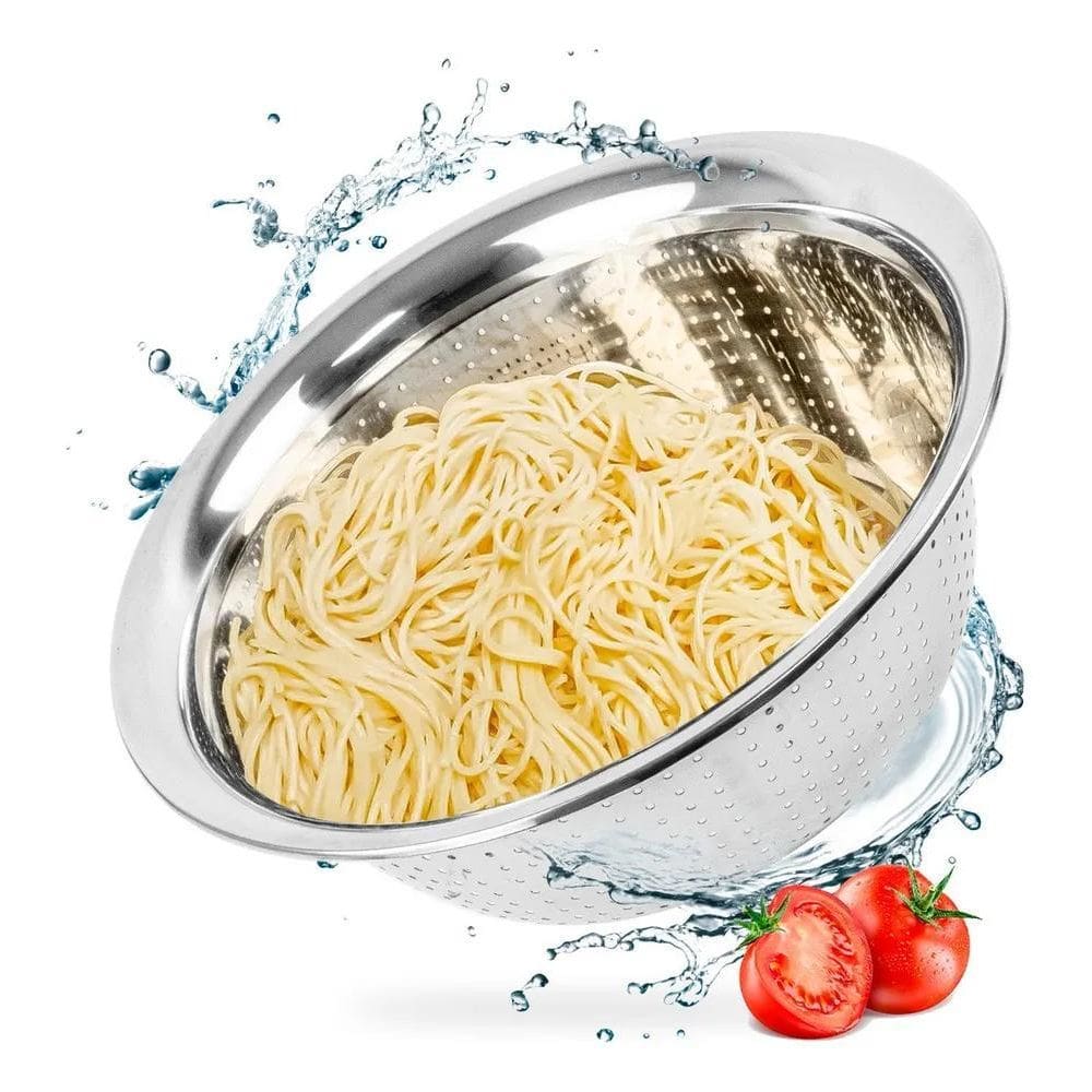 10X Escorredor De Macarrão Inox Multiuso De Cozinha Lavador