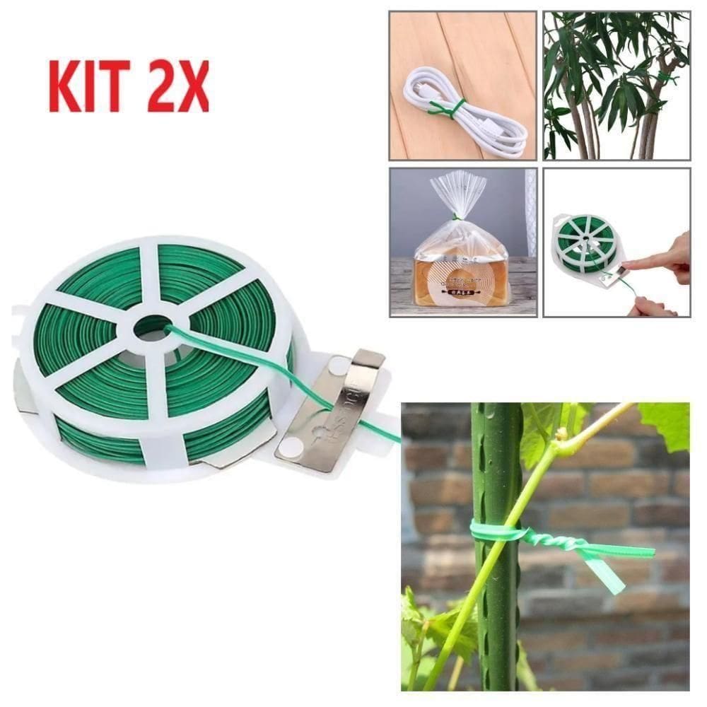 Kit 2 Rolos De Arame Plastificado Verde Com Cortador – 20 Metros Cada | Ideal Para Jardinagem, Paisagismo E Artesanato