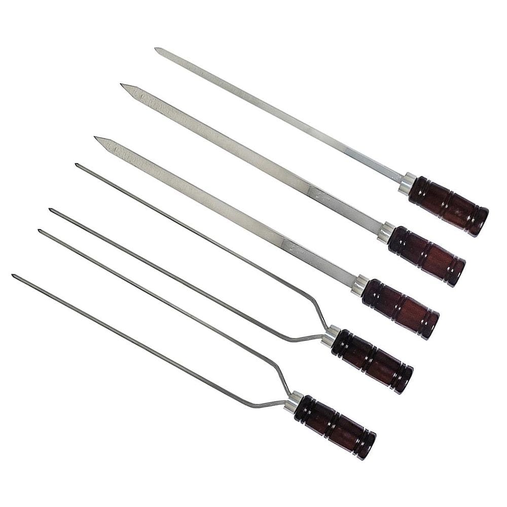 Kit 5 Espetos Churrasco 81Cm 3 Modelos Para Diversas Carnes