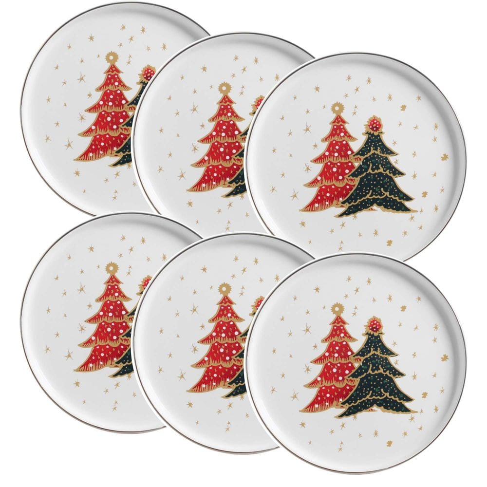 Conjunto de 6 Pratos Raso Bosque Encantado de Cerâmica 27cm - Scalla