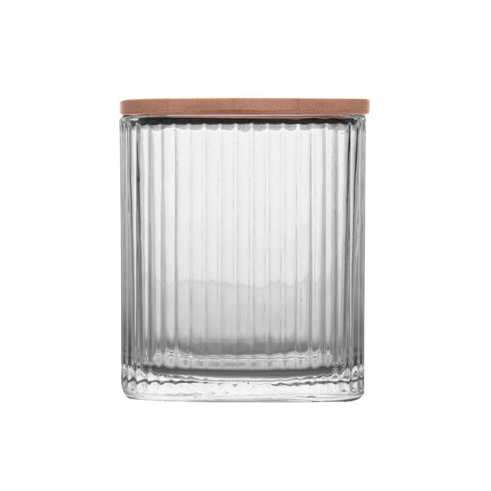 Porta Cotonete E Algodão De Vidro Com Tampa De Bambu Lines