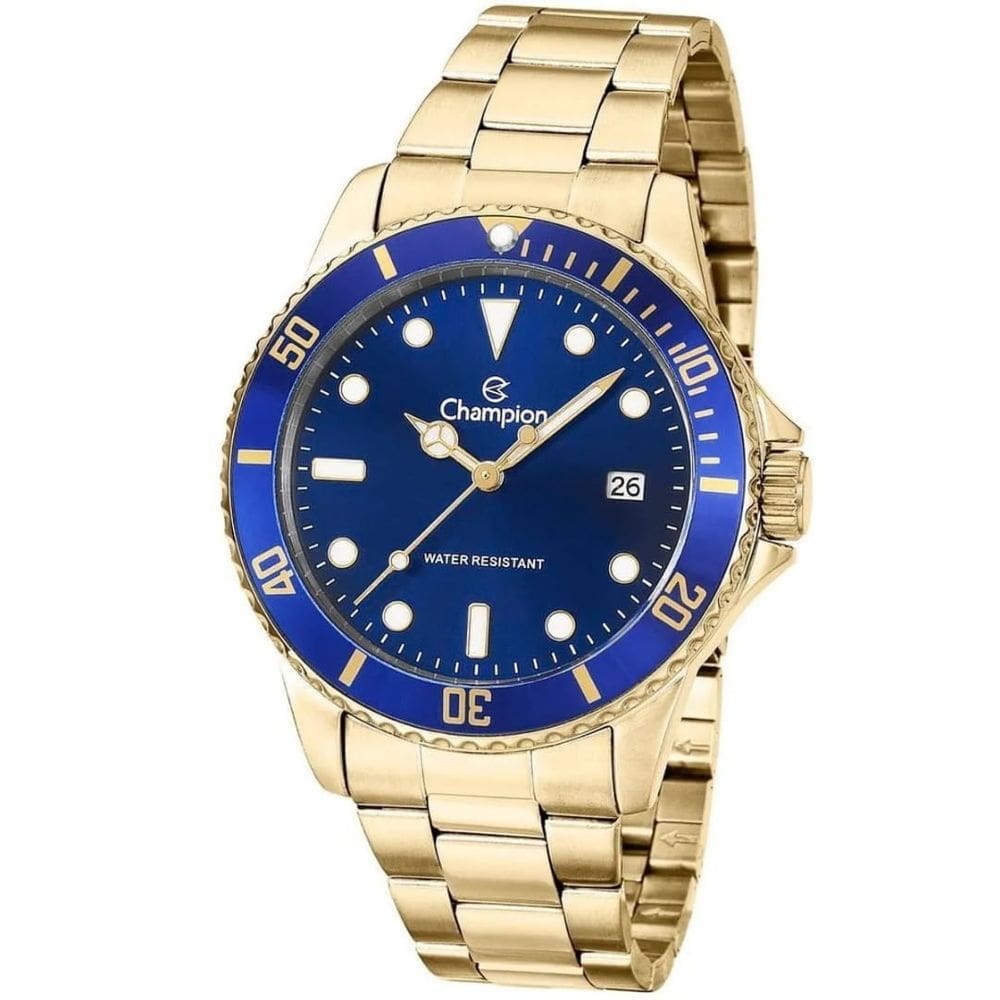 Relógio Champion masculino dourado e azul CA31266Z