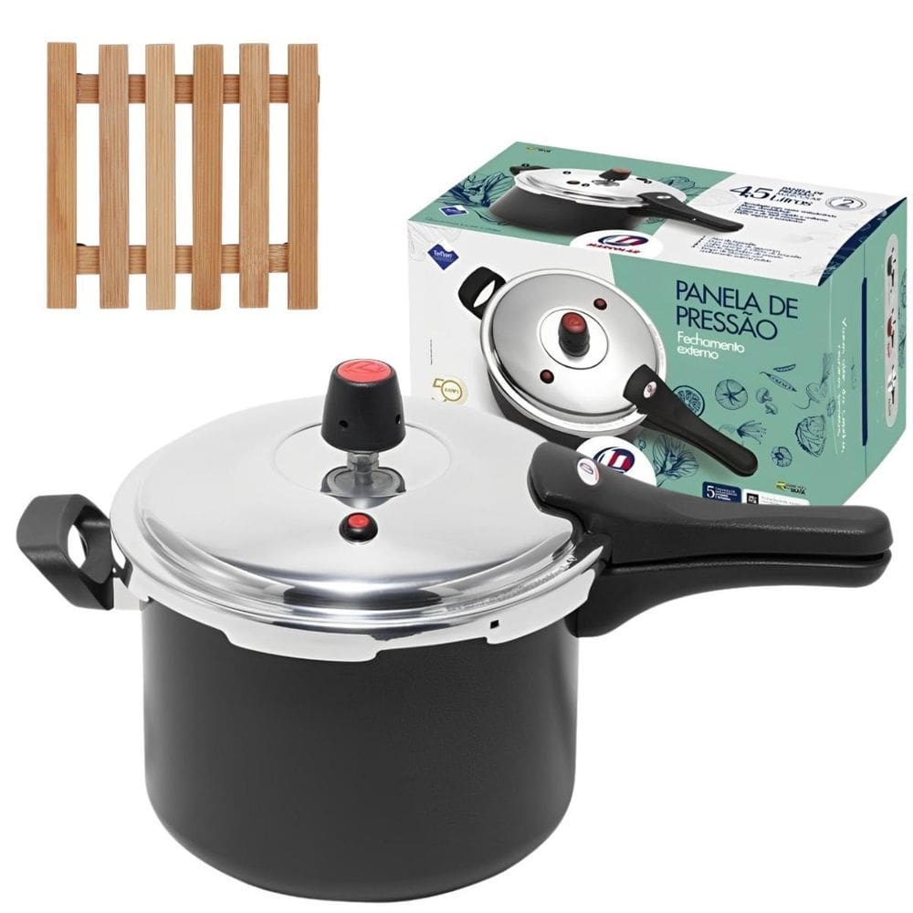 Panela De Pressão 4,5 L Fechamento Externo + Descanso Panela