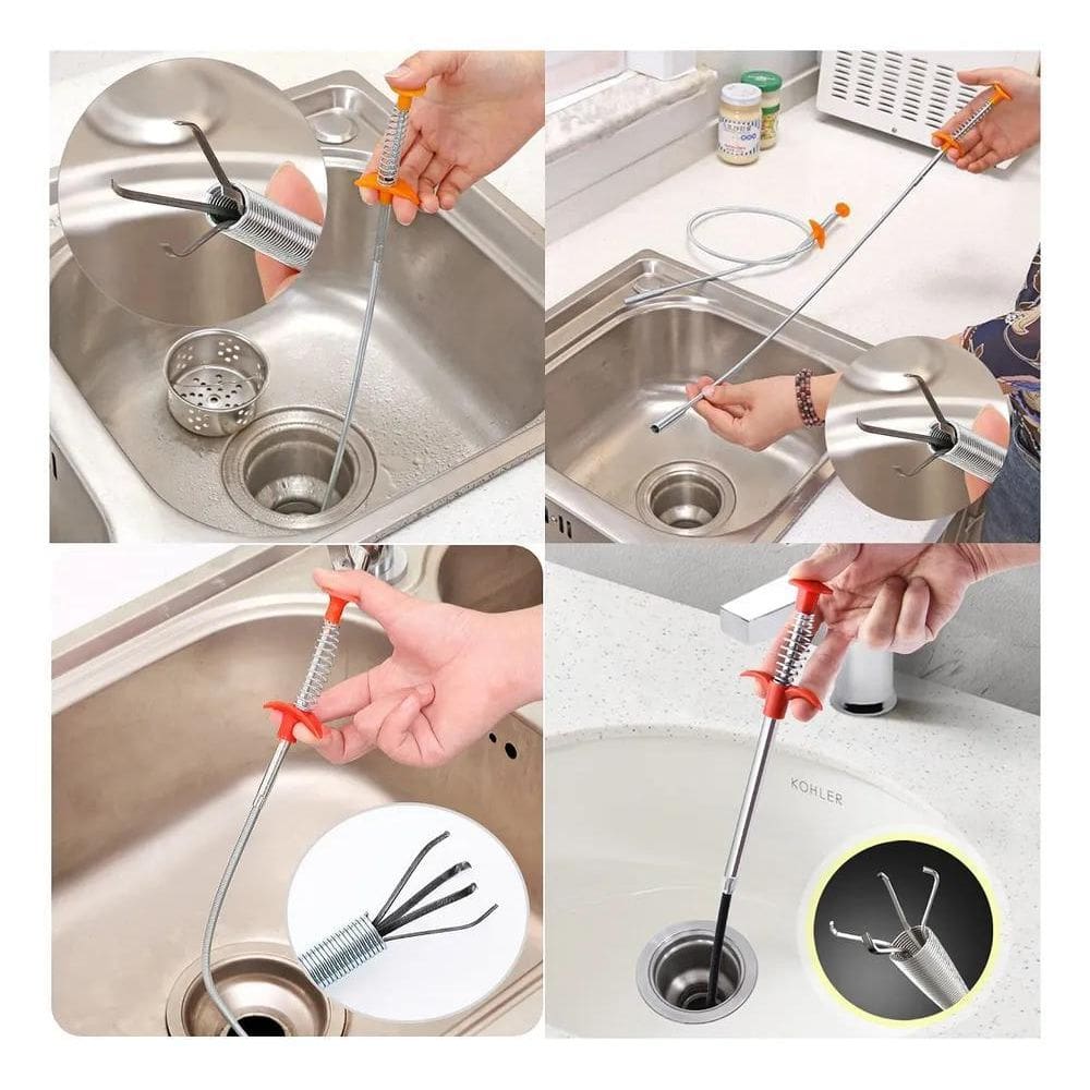 2X Tira Cabelo Em Pias Pegador Pinça Garra Multiuso Aço Inox