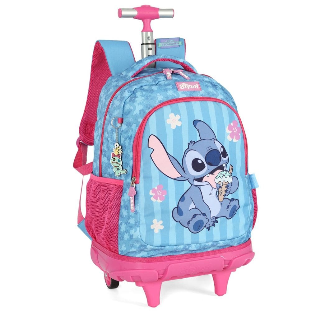 Mochila de Rodinhas Média Juvenil Costa Stitch e Angel Pink