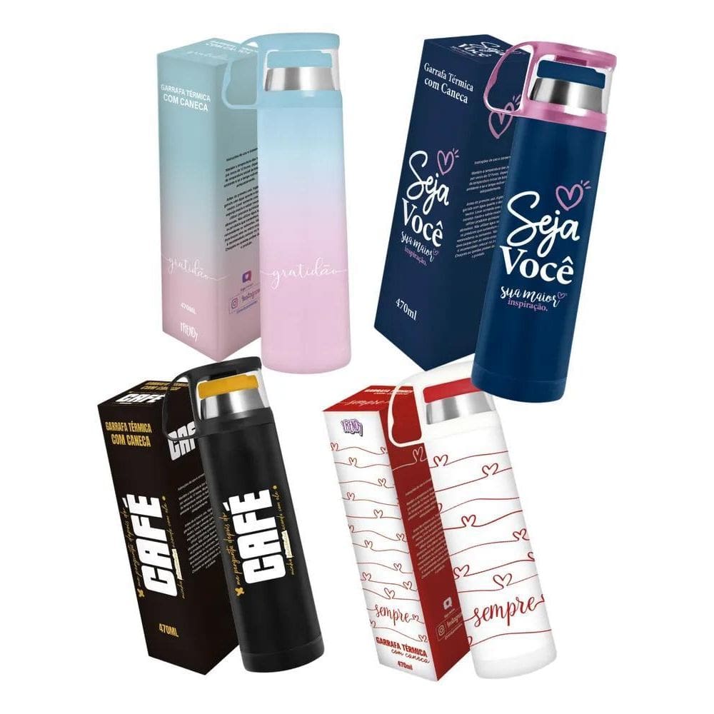 2X Garrafa Térmica Inox Com Tampa Caneca Bebidas Quentes Fri