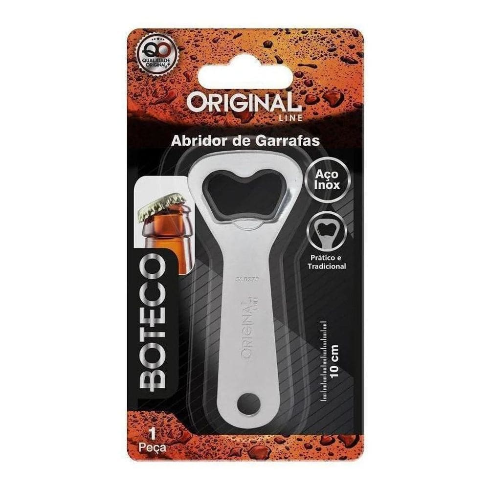 Abridor De Garrafa 10 Cm Aço Inox Chato Boteco - 117950