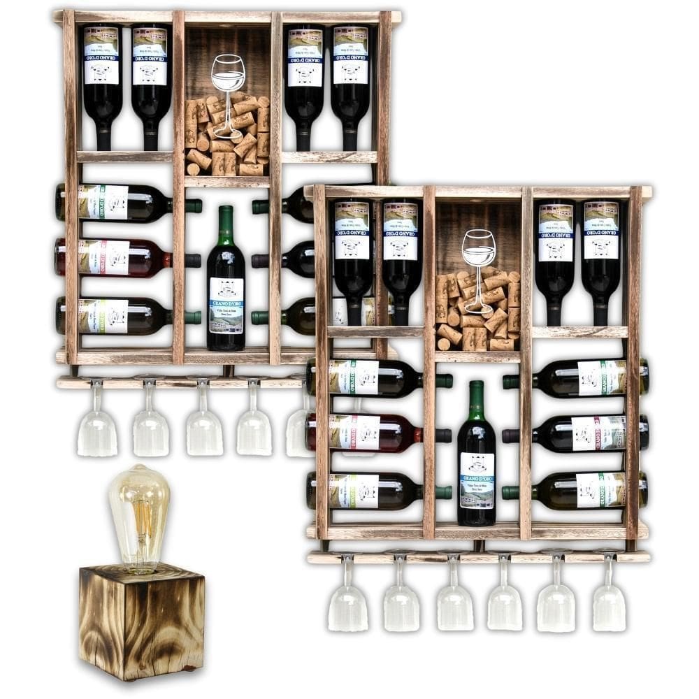 Kit 2 Adegas Rústicas Delenha Decor + Luminária