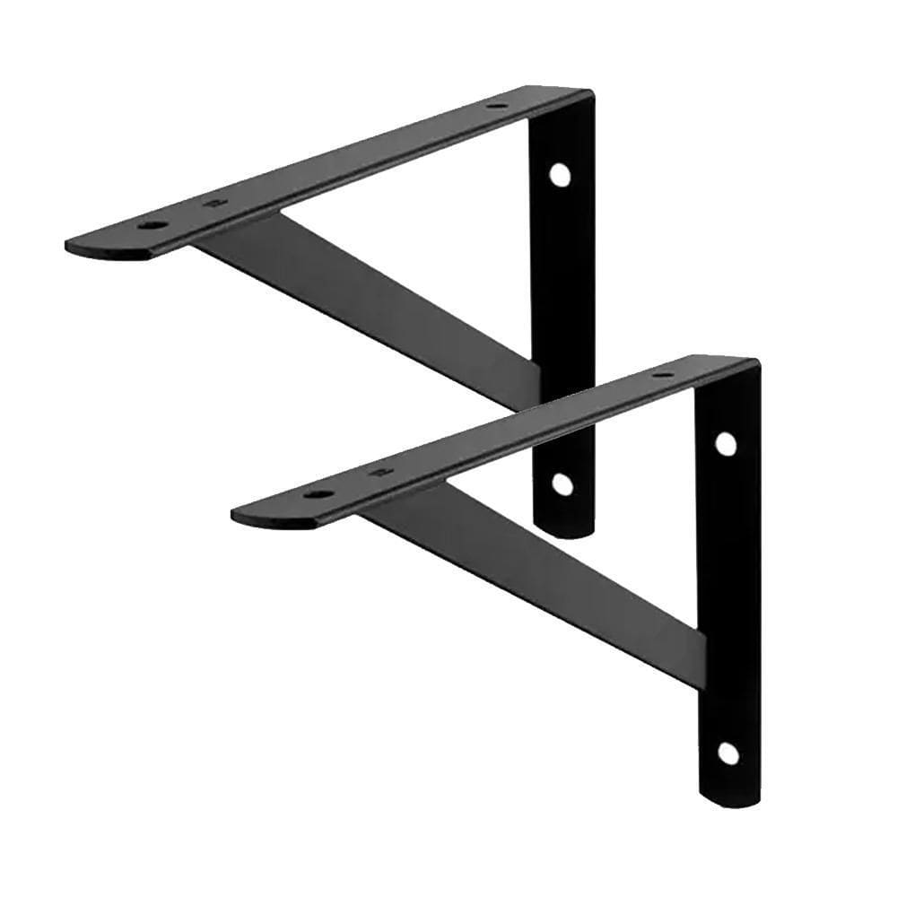 Kit 2 Suporte Prateleira Mão Francesa Aço 19Cm Preto Fertak