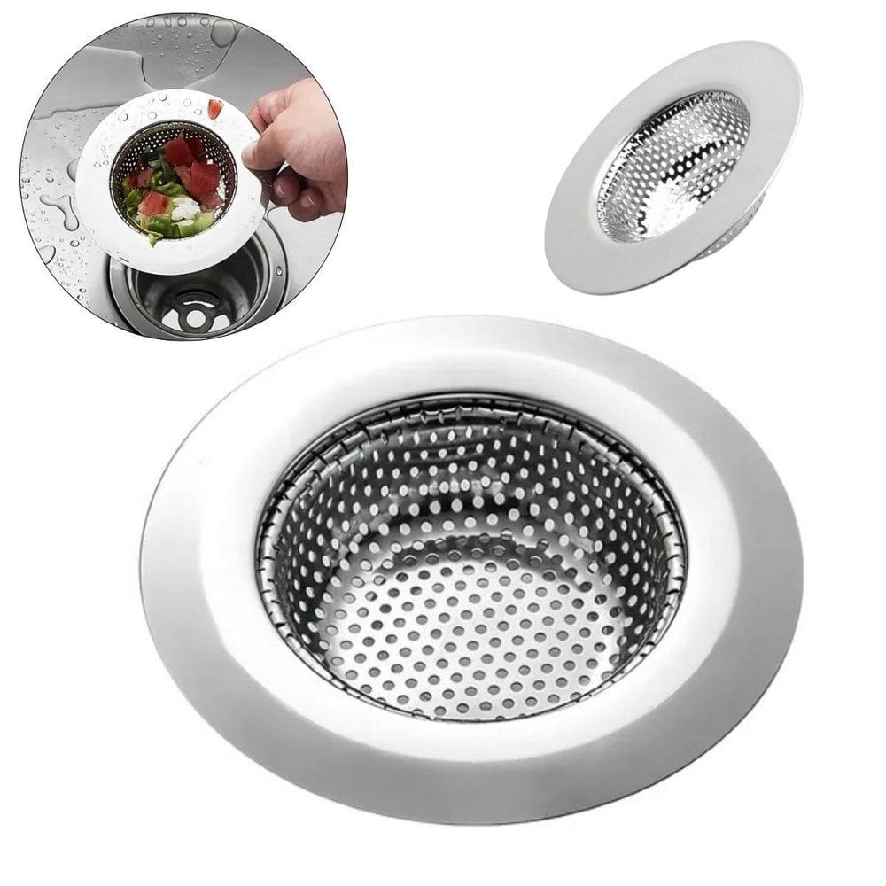 Ralinho Para Pia Cozinha Ralo Com Borda Inox Cromado 9Cm