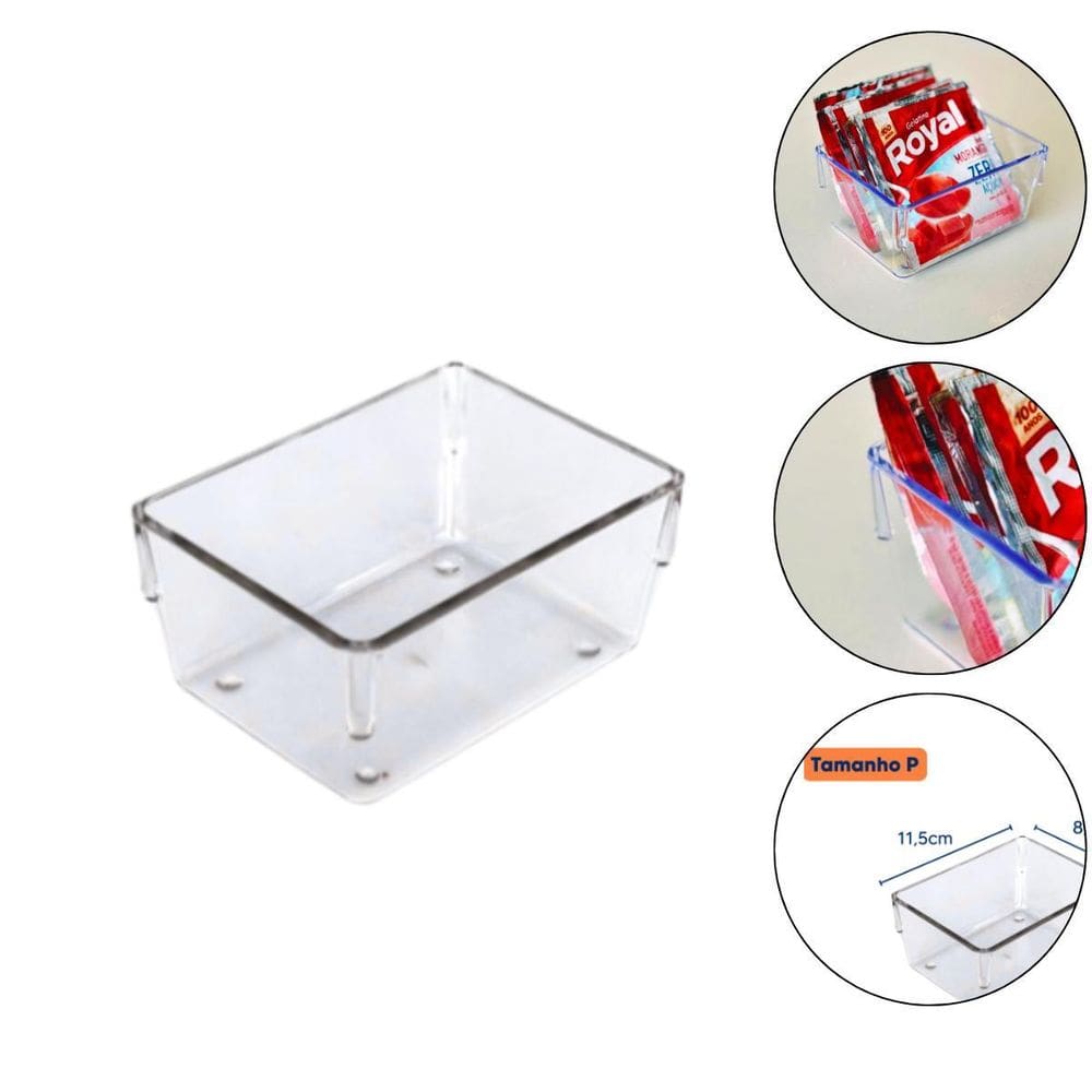 Organizador De Gavetas Transparente Empilhável Modular P