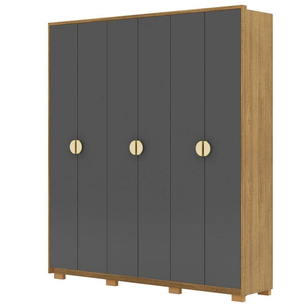 Guarda-roupa Casal 100% Mdf 6 Portas 4 Gavetas Bolonha Nature-alasca